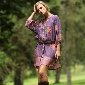 NWT TULLE & BATISTE GAZELLE SHIRT DRESS PURPLE POTION COLOR,ROSETTES PRINT, SZ:M